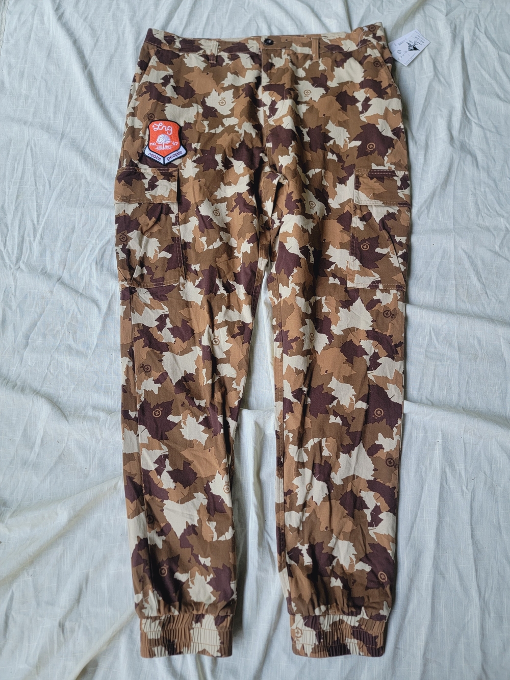 LRG Lifted Research Brown Maple Leaf Camo Cargo Jogger Twill Cotton Pants Nwt